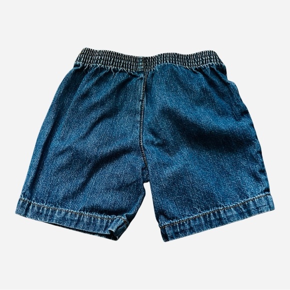 Okie Dokie casual blue denim shorts Girls 18 Mo cotton pull-on elastic waist - Picture 2 of 6